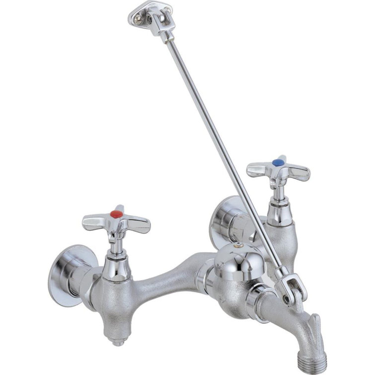 28T9 Delta 28T Series Wall Mount Garage Faucet with Vacuum Breaker Spout and Double Cross Handle